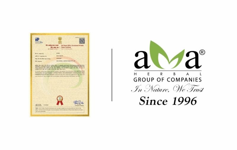 AMA Herbal Group has received an Indian patent for its textile innovation VegeBact-N, a safe, metal-free antibacterial technology derived from fruit waste. The eco-friendly solution offers long-lasting odor protection while supporting sustainable and responsible textile manufacturing.
